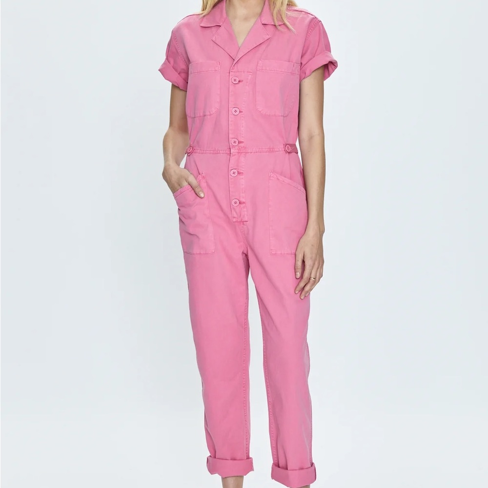 Pistola Short Sleeve Jumpsuit in Flamingo Pink